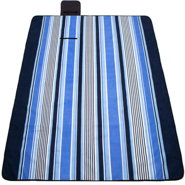 Patura pentru picnic sau plaja, cu folie izolatoare si maner, 180x220cm, albastru - Image 2