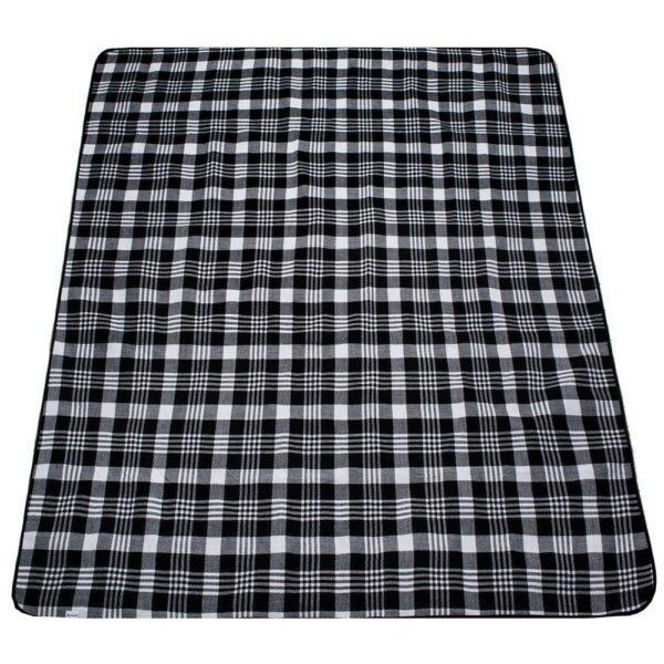 Patura pentru picnic sau plaja, cu folie izolatoare si maner, 200x200cm, alb negru - Image 2