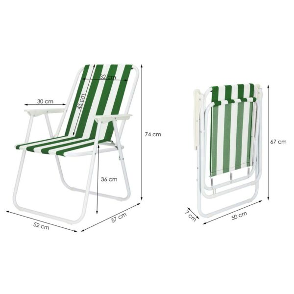 Scaun de plaja Sersimo GC051, pliabil, 100kg, 52x74cm, alb verde - Image 11