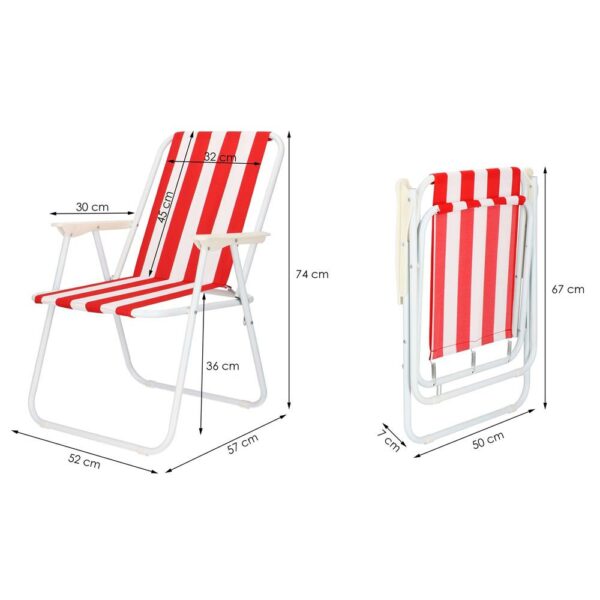 Scaun de plaja Sersimo GC052, pliabil, 100kg, 52x74cm, alb rosu - Image 11