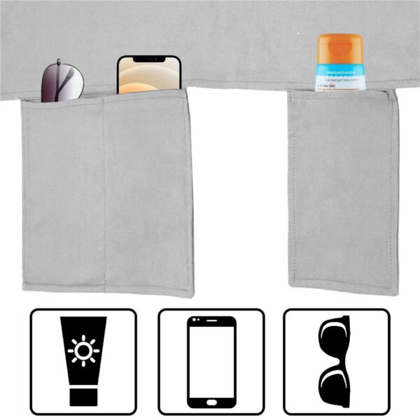 Prosop de plaja pentru sezlong cu uscare de rapida, geanta de transport, 75x210cm, gri - Image 13