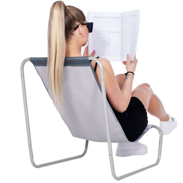Scaun de plaja Sersimo GC055, pliabil, 90kg, 52x88cm, gri - Image 4