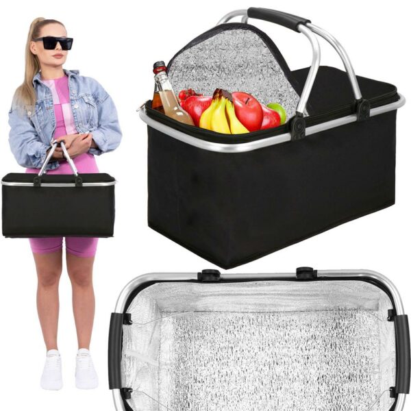 Geanta pentru picnic sau plaja, termoizolanta, 28 litri, negru - Image 18