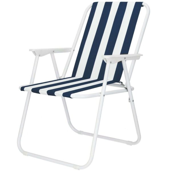 Strandszék Sersimo GC050, összecsukható, 100kg, 52x74cm, fehér kék - Image 2