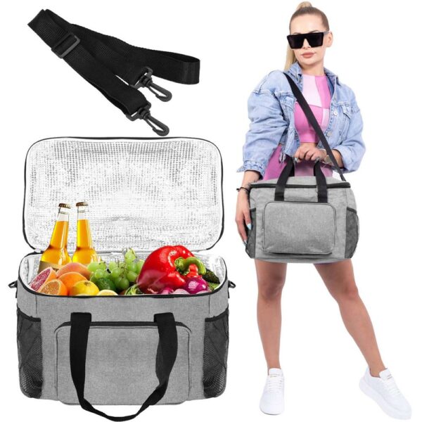 Geanta pentru picnic sau plaja, termoizolanta, 28 litri, gri - Image 2