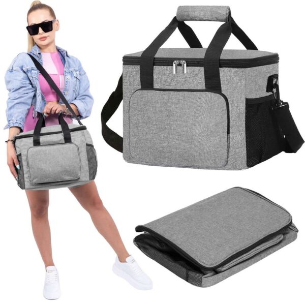 Geanta pentru picnic sau plaja, termoizolanta, 28 litri, gri - Image 20