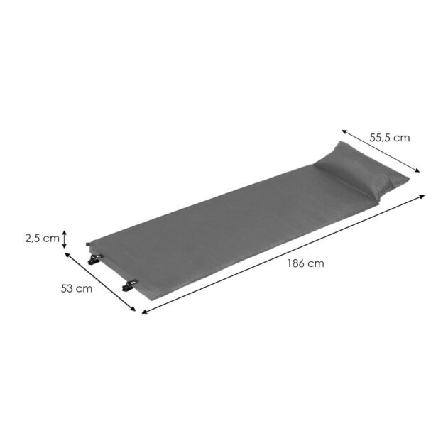 Saltea plabila cu perna din spuma poliuretanica, cu autoumflare, 186x53x2.5cm, gri - Image 19