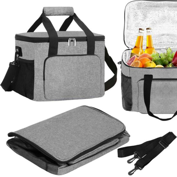 Geanta pentru picnic sau plaja, termoizolanta, 28 litri, gri - Image 21