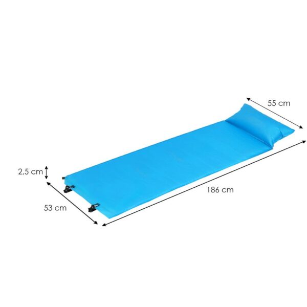 Saltea plabila cu perna din spuma poliuretanica, cu autoumflare, 186x53x2.5cm, albastra - Image 24