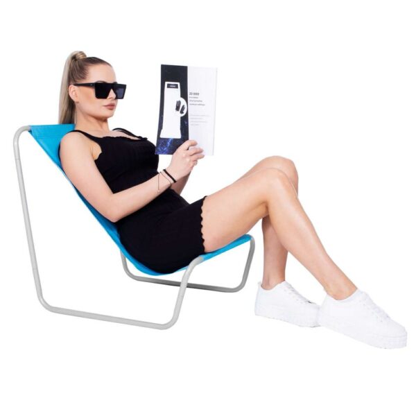 Strandszék Sersimo GC026, összecsukható, 90kg, 52x88cm, kék - Image 2