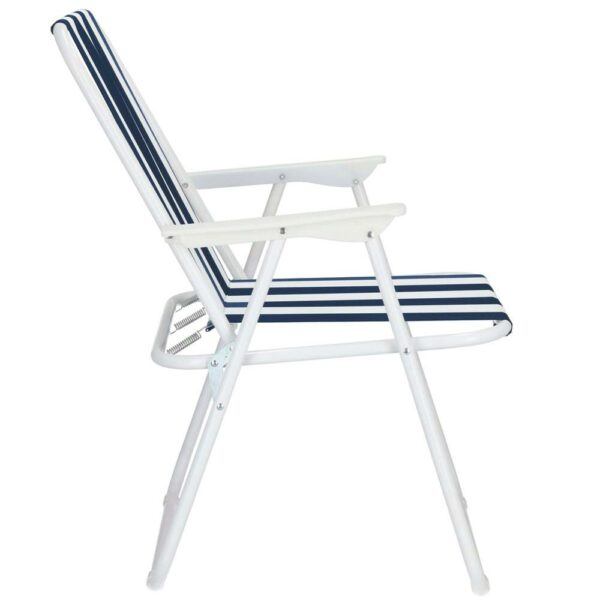 Strandszék Sersimo GC050, összecsukható, 100kg, 52x74cm, fehér kék - Image 3