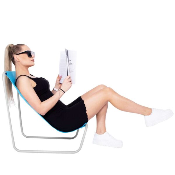 Strandszék Sersimo GC026, összecsukható, 90kg, 52x88cm, kék - Image 3