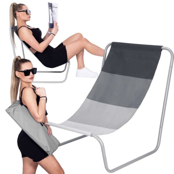 Scaun de plaja Sersimo GC055, pliabil, 90kg, 52x88cm, gri - Image 17