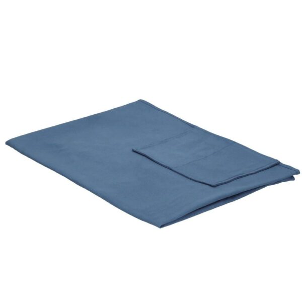 Prosop de plaja pentru sezlong cu uscare de rapida, geanta de transport, 75x210cm, albastru inchis - Image 4