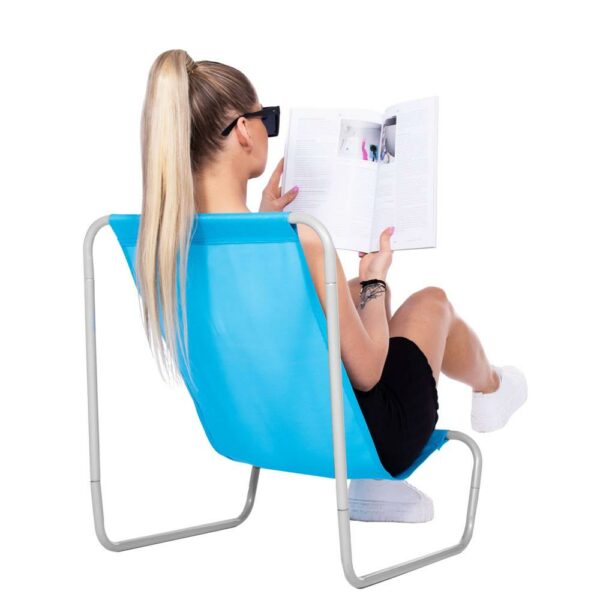 Strandszék Sersimo GC026, összecsukható, 90kg, 52x88cm, kék - Image 4