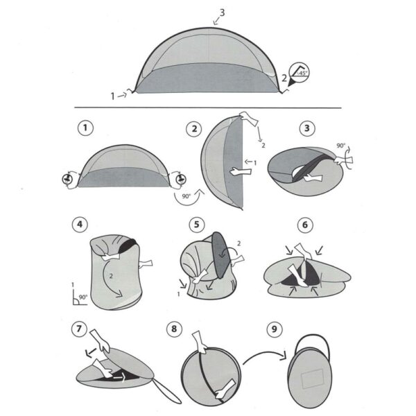 Cort plaja si picnic semi-deschis Sersimo, protectie UV, 200x120x95cm, albastru alb - Image 5