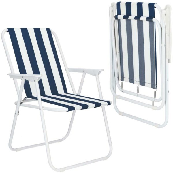 Strandszék Sersimo GC050, összecsukható, 100kg, 52x74cm, fehér kék - Image 9