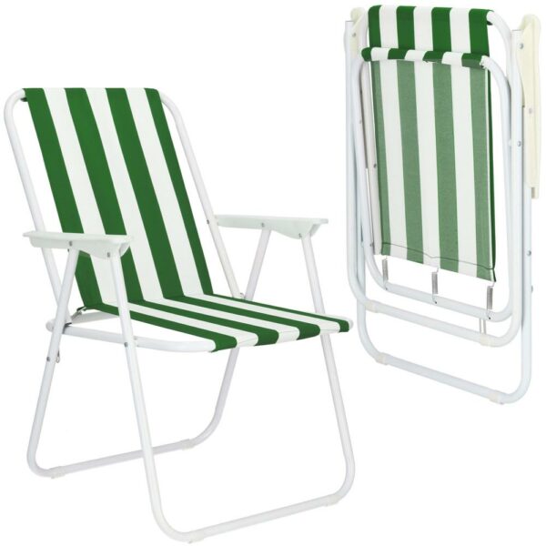 Scaun de plaja Sersimo GC051, pliabil, 100kg, 52x74cm, alb verde - Image 9