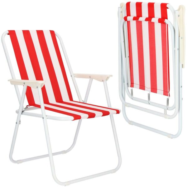 Scaun de plaja Sersimo GC052, pliabil, 100kg, 52x74cm, alb rosu - Image 9