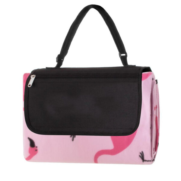 Patura pentru picnic sau plaja, cu folie izolatoare si maner, 150x180cm, flamingo, roz - Image 9