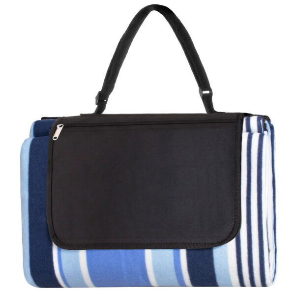 Patura pentru picnic sau plaja, cu folie izolatoare si maner, 180x220cm, albastru - Image 9