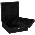 (DL) Ékszertároló és rendszerező doboz, velúr, 26 x 26 x 9 cm, fekete