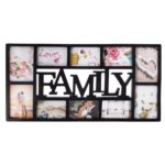 Rama foto de perete, colaj de 10 fotografii, 37x72cm, negru