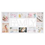 Rama foto de perete, colaj de 10 fotografii, 37x72cm, alb