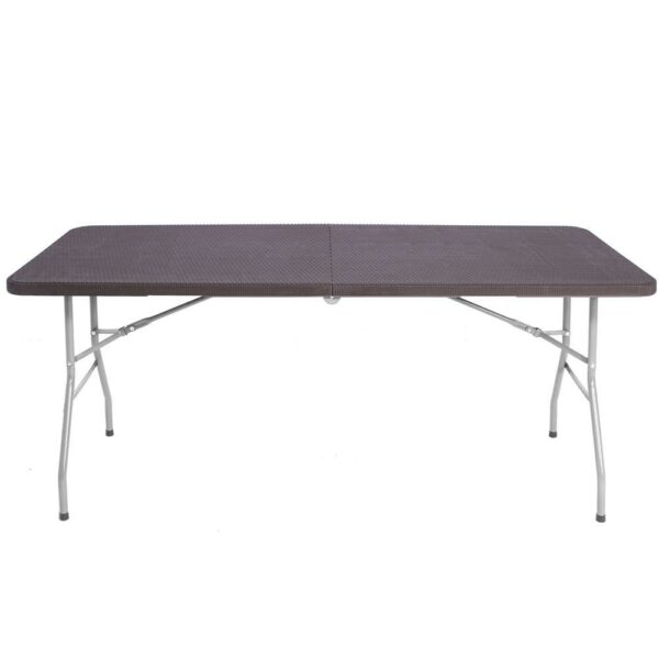 Többfunkciós összecsukható téglalap alakú asztal, 1,8 m x 0,75 m x 0,75 m, rattan utánzat, barna - Image 2