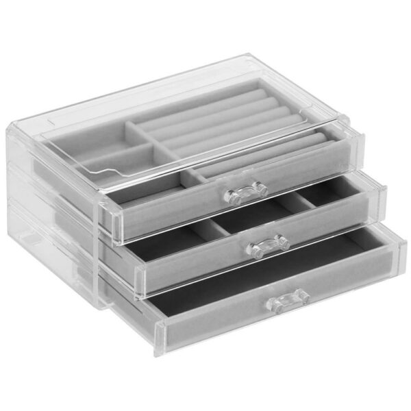 (DL) Cutie depozitare si organizare bijuterii, plastic, 23 x 14 x 11 cm, transparent
