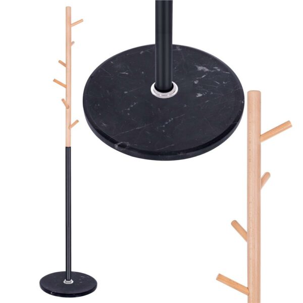 Cuier tip pom din metal Sersimo, 6 agatatoare, 180cm, negru maro - Image 9