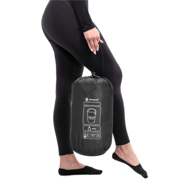 Sac de dormit, cu geanta de transport, 190x73cm, 10-25grade, culoare negru - Image 13
