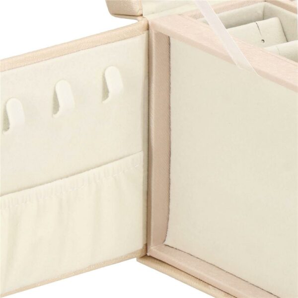 Cutie depozitare si organizare bijuterii, piele ecologica + velur, 18 x 13,5 x 14cm, crem - Image 13
