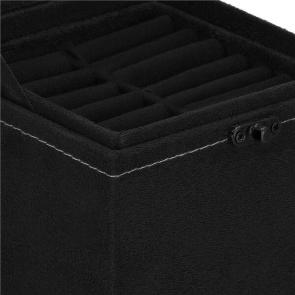 (DL) Cutie depozitare si organizare bijuterii, velur, 12x 12 x 12 cm, negru - Image 15