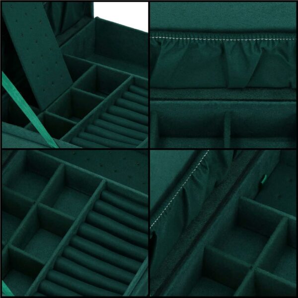 Cutie depozitare si organizare bijuterii, velur, 27 x 19 x 10,5 cm, verde - Image 13