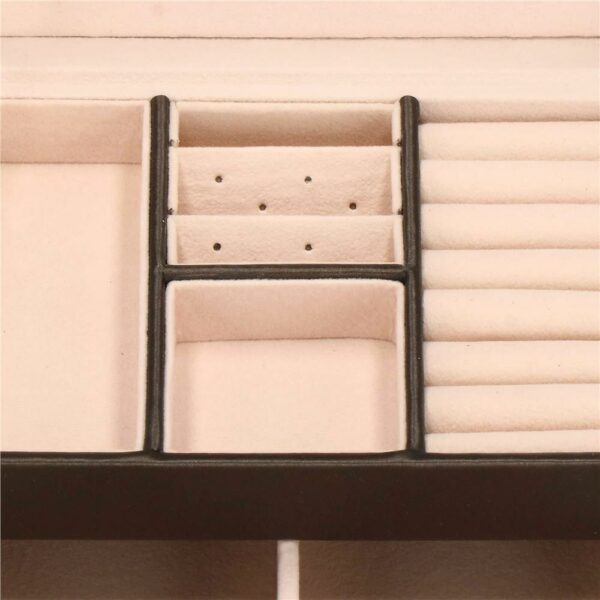 (DL) Cutie depozitare si organizare bijuterii, piele ecologica + piele intoarsa, 17,5 x 14 x 12,5 cm, maro inchis - Image 14