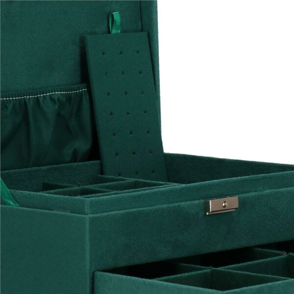 Cutie depozitare si organizare bijuterii, velur, 27 x 19 x 10,5 cm, verde - Image 14
