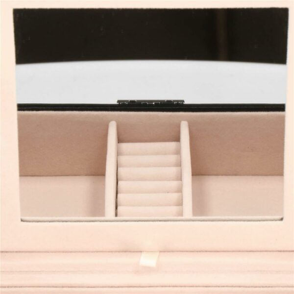 (DL) Cutie depozitare si organizare bijuterii, MDF, piele ecologica, 16 x 16 x 11cm, negru - Image 17