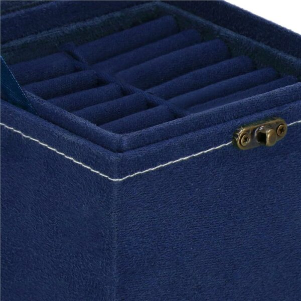 (DL) Cutie depozitare si organizare bijuterii, velur, 12 x 12 x 12 cm, albastru - Image 14