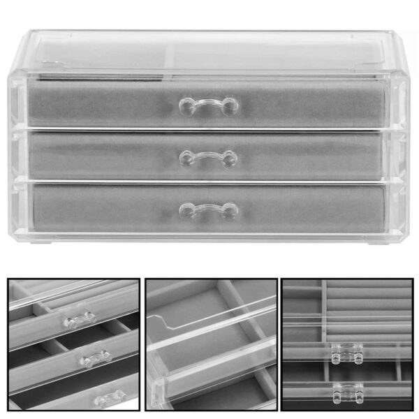 (DL) Cutie depozitare si organizare bijuterii, plastic, 23 x 14 x 11 cm, transparent - Image 14