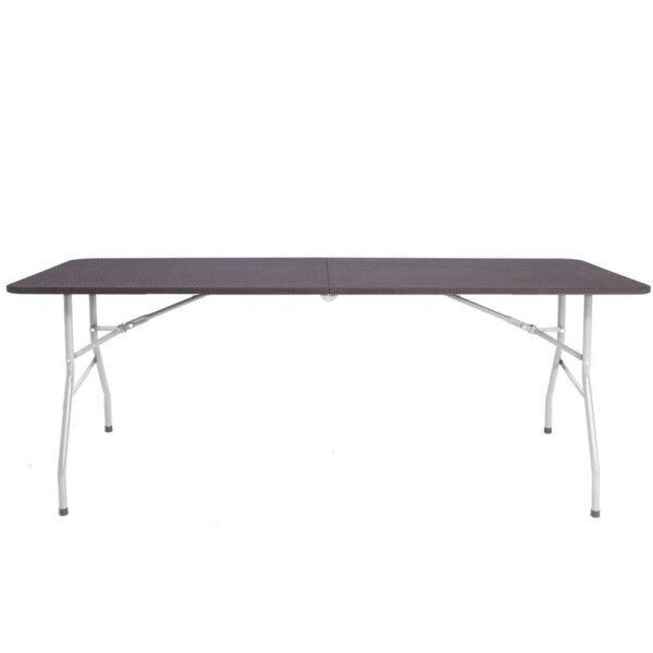 Többfunkciós összecsukható téglalap alakú asztal, 1,8 m x 0,75 m x 0,75 m, rattan utánzat, barna - Image 15
