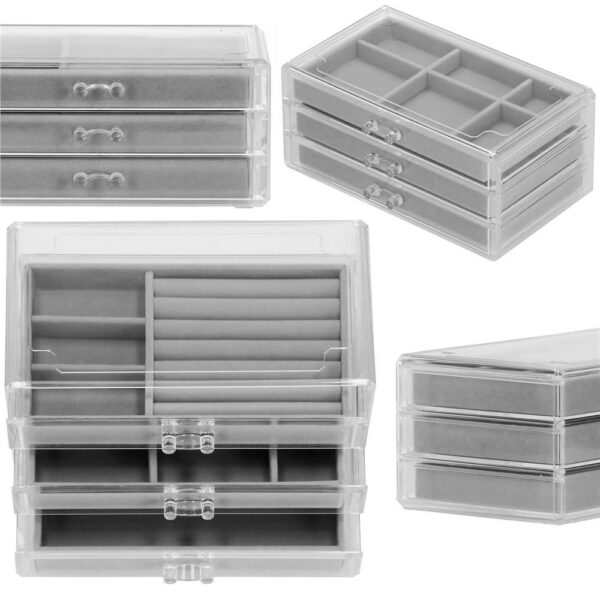 (DL) Cutie depozitare si organizare bijuterii, plastic, 23 x 14 x 11 cm, transparent - Image 15