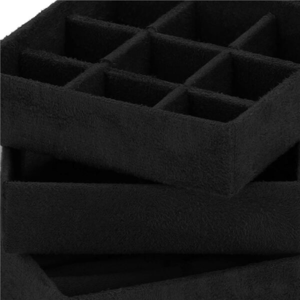 (DL) Cutie depozitare si organizare bijuterii, velur, 12x 12 x 12 cm, negru - Image 18