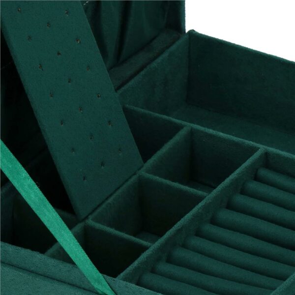 Cutie depozitare si organizare bijuterii, velur, 27 x 19 x 10,5 cm, verde - Image 17