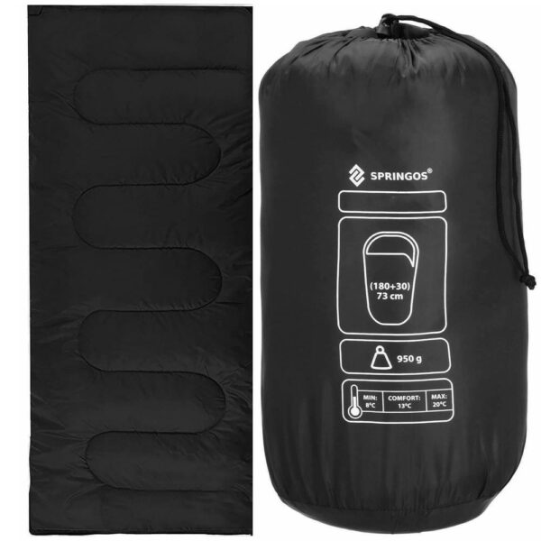 Sac de dormit, cu geanta de transport, 190x73cm, 10-25grade, culoare negru - Image 18