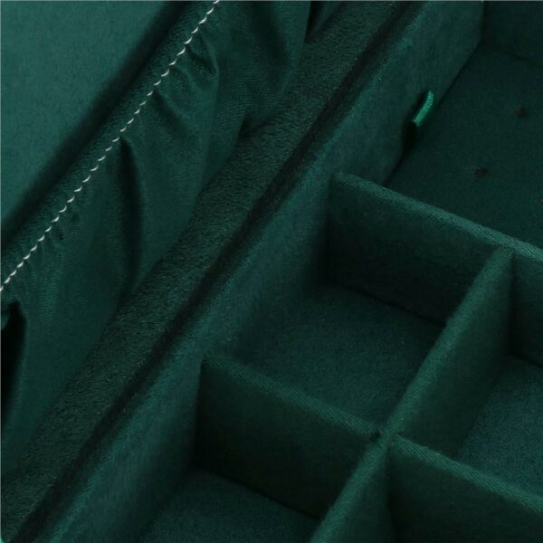 Cutie depozitare si organizare bijuterii, velur, 27 x 19 x 10,5 cm, verde - Image 18