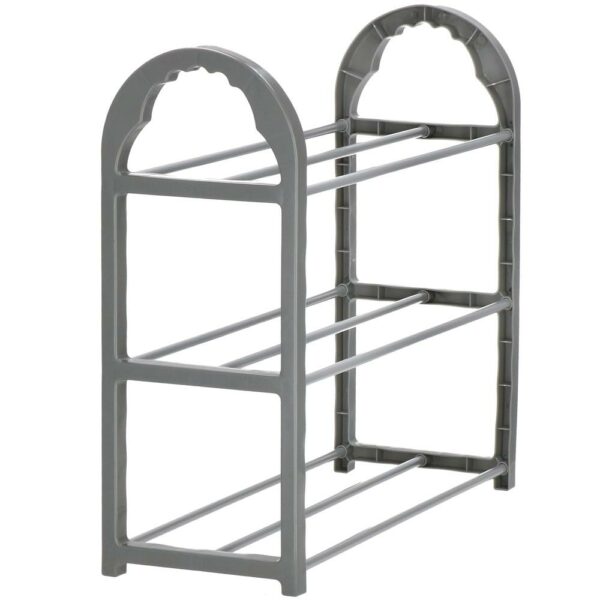 PVC és fém cipőtartó, Sersimo 3 polccal, 49x48cm, szürke - Image 2