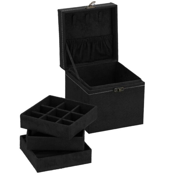 (DL) Cutie depozitare si organizare bijuterii, velur, 12x 12 x 12 cm, negru - Image 22