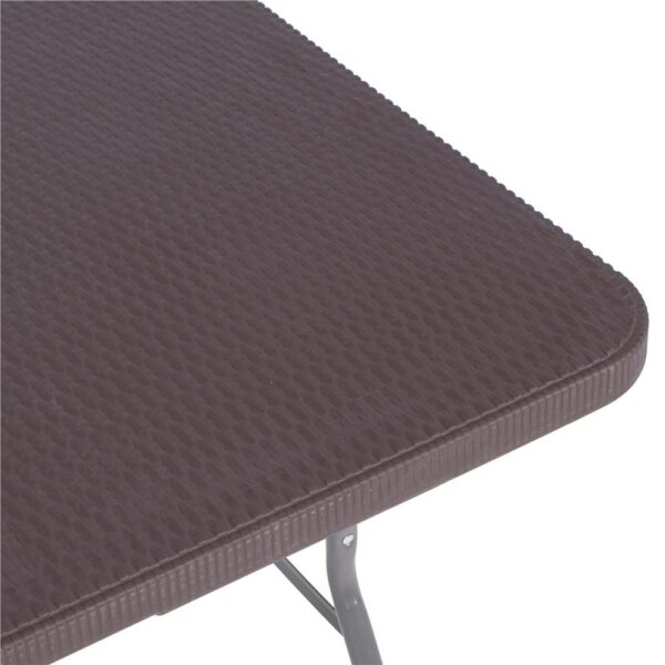Többfunkciós összecsukható téglalap alakú asztal, 1,8 m x 0,75 m x 0,75 m, rattan utánzat, barna - Image 21