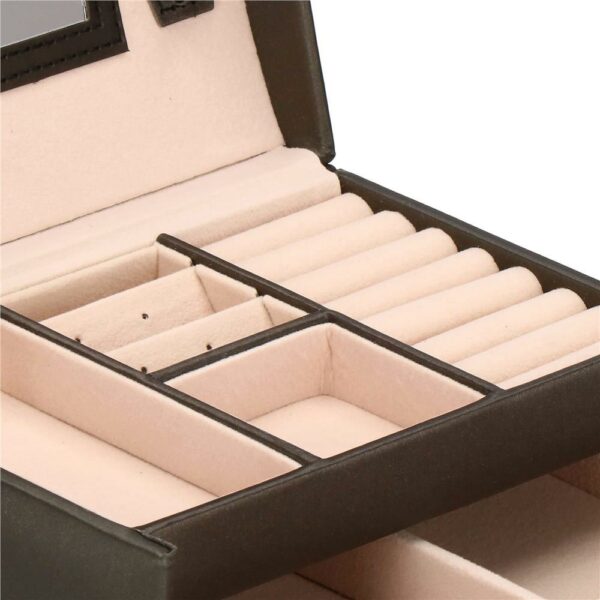(DL) Cutie depozitare si organizare bijuterii, piele ecologica + piele intoarsa, 17,5 x 14 x 12,5 cm, maro inchis - Image 21